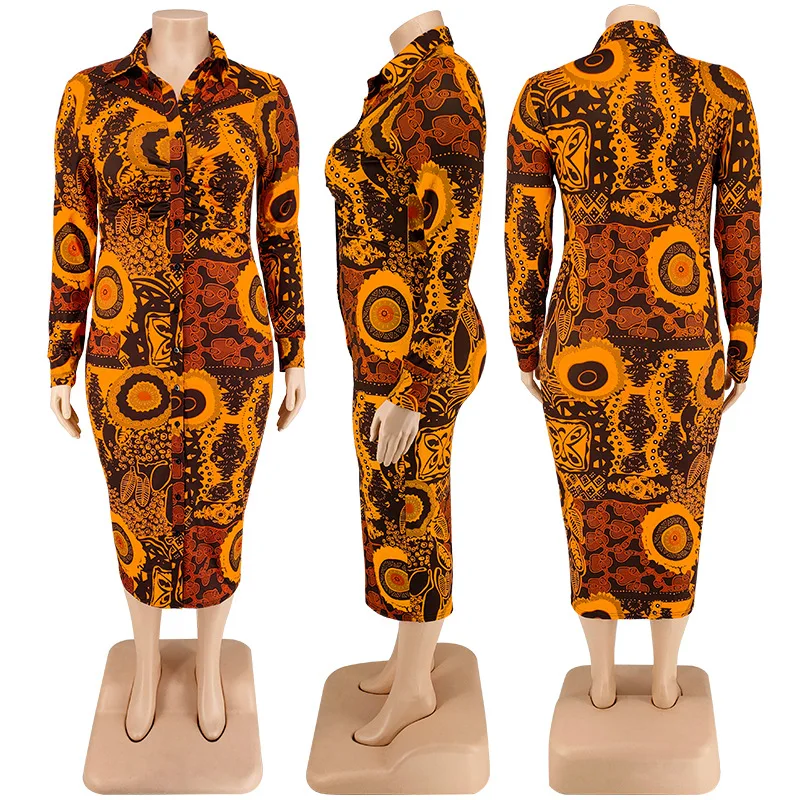 Plus Size Print Sexy Bodycon Dress for Women V Neck Long Sleeve Fashion Vestidos Office Lady Night Party Club Robes 5XL Outfits