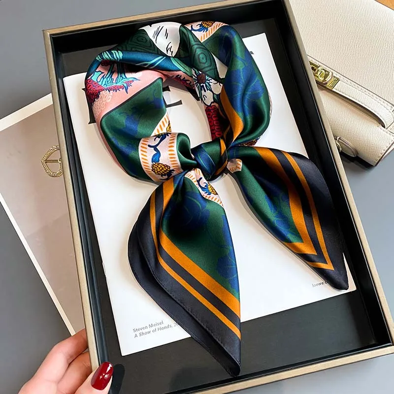

Темпераментный модный квадратный шарф с принтом для поездок, маленький женский тренд из шелка тутового шелкопряда