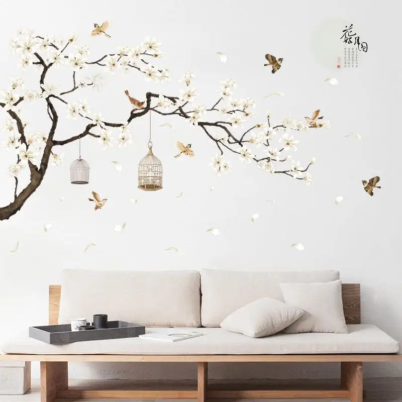 

Creative Wall Stickers Art Flower Bird Wall Sticker New Wall Decals Door Murals Wallpaper For Home Decoration 187x128cm Stickers
