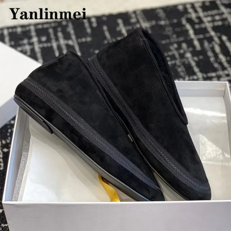 Зимние туфли на плоской подошве женские замшевые неглубокие лоферы из коровьей