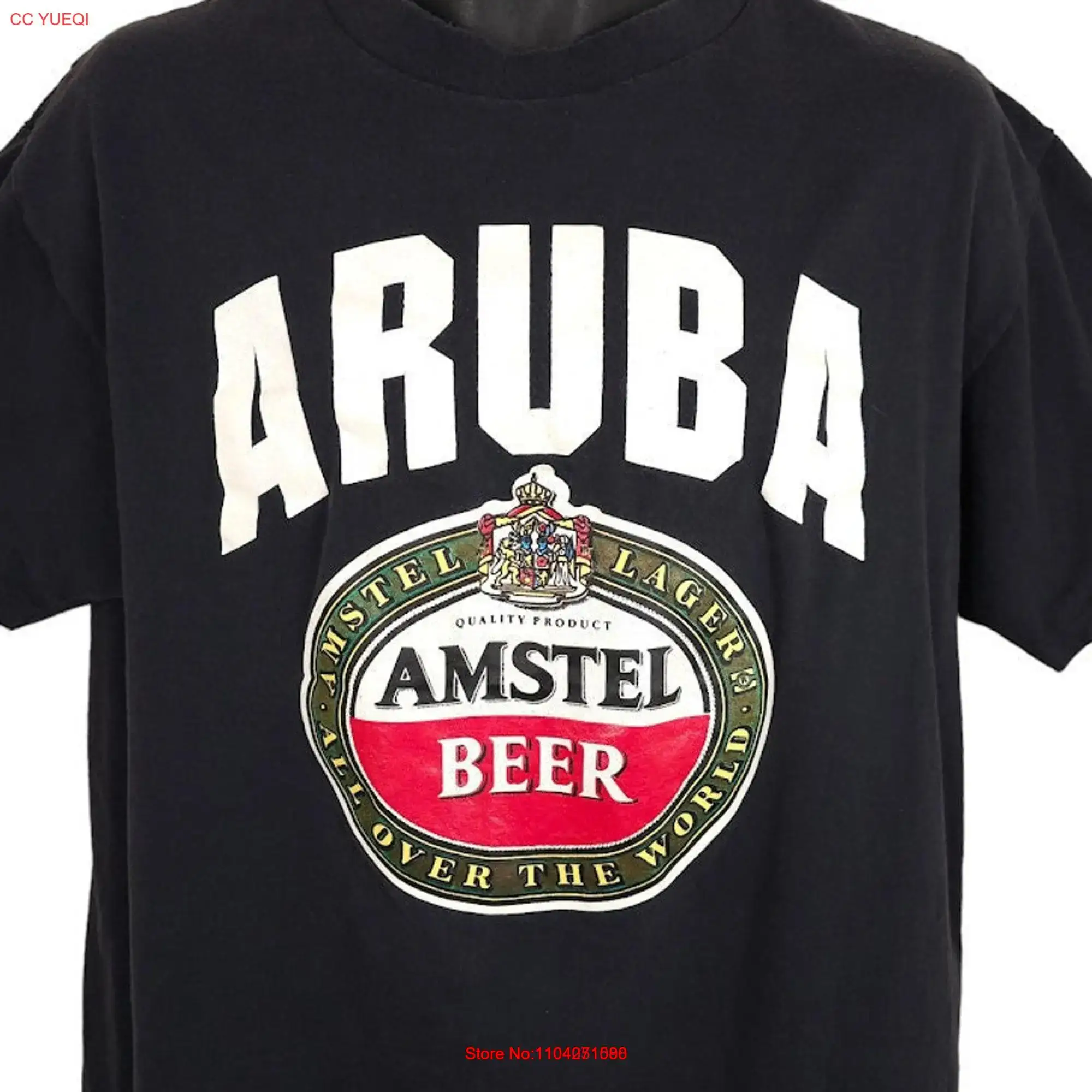 Винтажная футболка с пивом Amstel мужская размер XL черная Aruba Breweriana сделано в США
