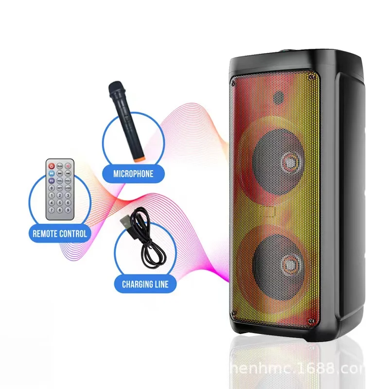 

30W High-Power Wireless Bluetooth Speaker Outdoor 3D Surround Party K Song SystemLED light With Microphone and remote control