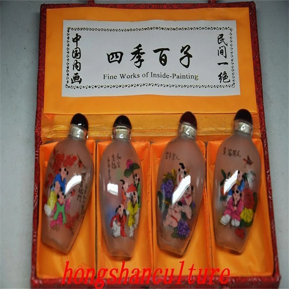 

Exquisite Chinese handmade glass Snuff Bottle with four seasons