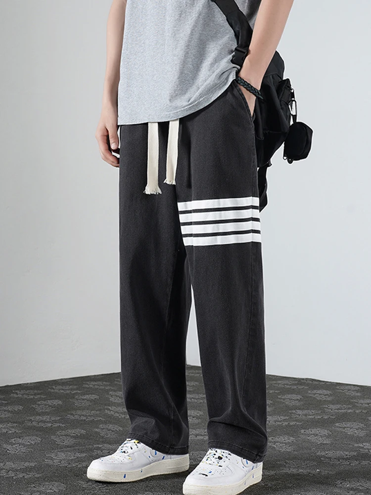 2023 New Men's Casual Jeans Spring Fashion Casual Cotton Denim Slim Fit Pants Male Checkered Patchwork Stretch Skinny Trousers