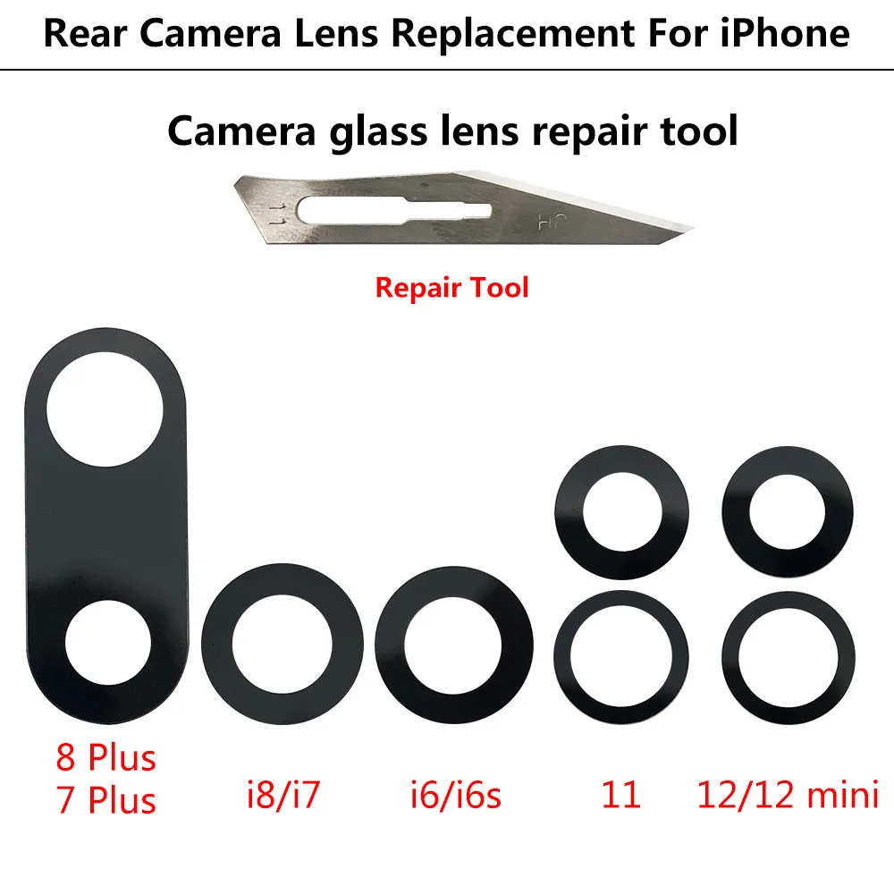 10 Pcs Rear Camera Glass Lens with Adhesive For iPhone 6S 6 7 8 14 Plus X XR Xs Max 11 12 13 14 Pro Max 12 13 Mini Replacement enlarge