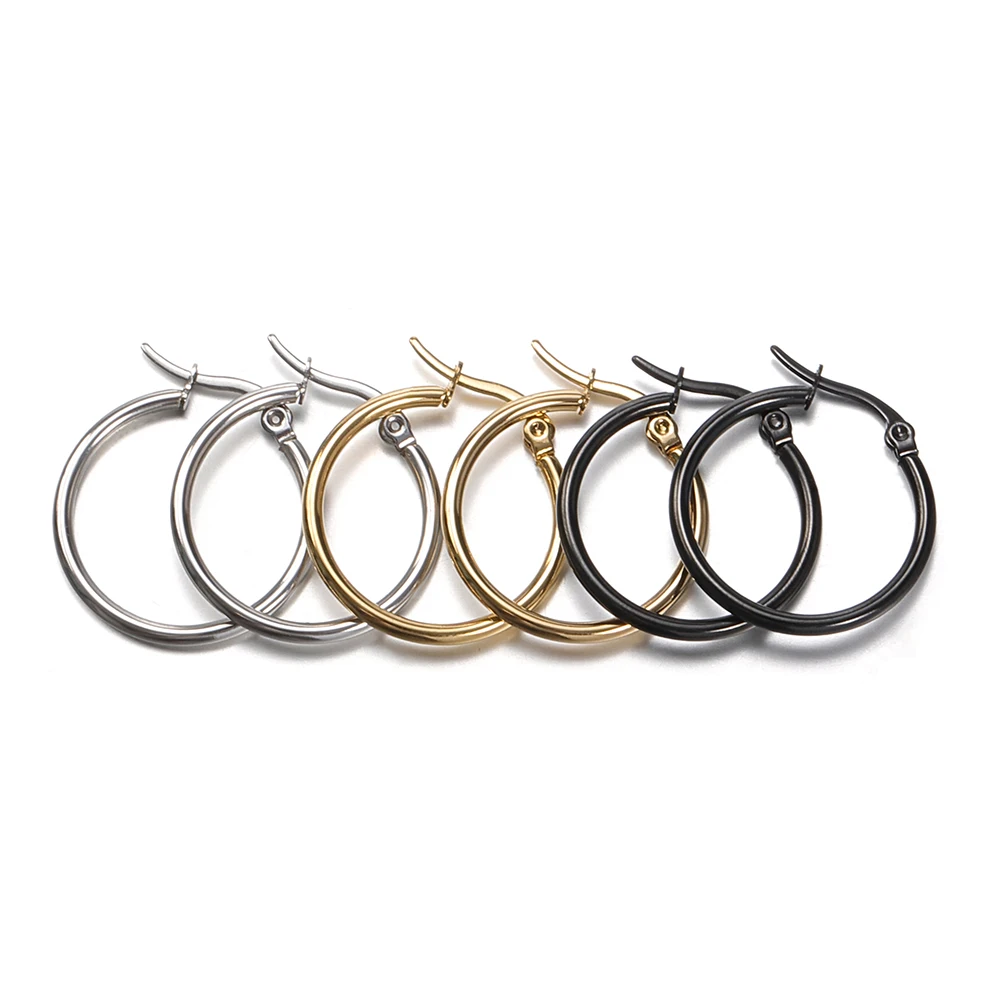 

10pcs Stainless Steel Hoop Earring 15 20 25 30mm Round Dangle Earrings Base Setting Accessories for Women DIY Ear Jewelry Making