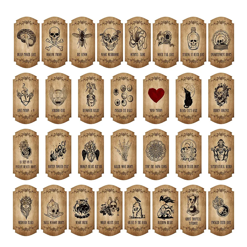 

Halloween Bottle Labels Animal Potion Stickers Potion Labels Halloween Medicine Bottle Label Stickers Waterproof Vintage Laminat