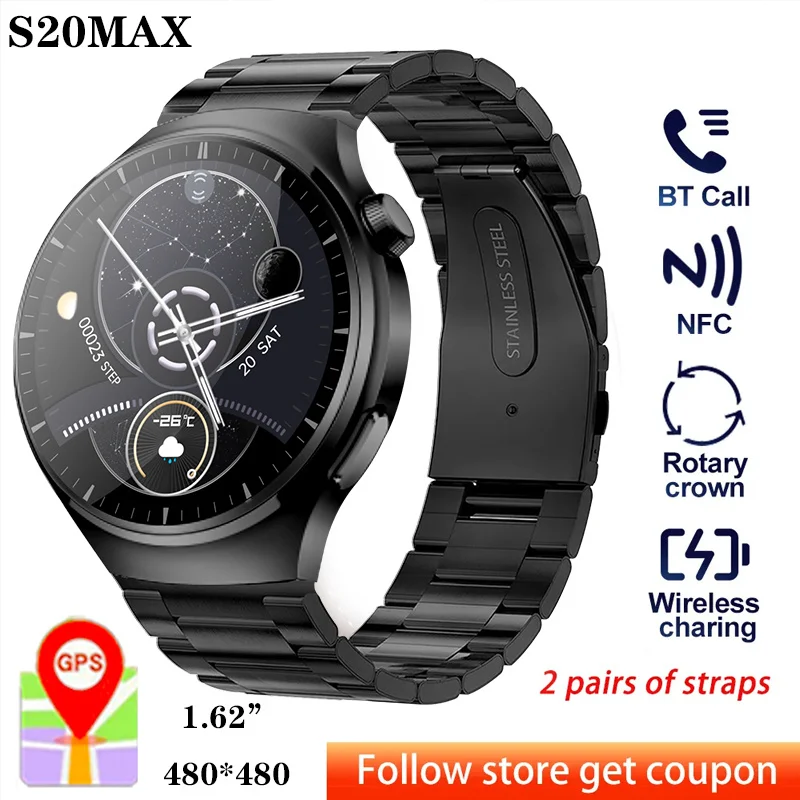 

2023 New Men's smartwatch Fashion Health Sports Watch Bluetooth Talk NFC Compass GPS Watch Heart Rate Monitoring for Android IOS