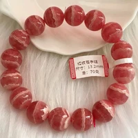 genuine natural red rhodochrosite gemstone bracelet 13 2mm clear round beads stretch women rhodochrosite stone jewelry aaaaa