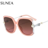 retro square sunglasses women fashion brand designer blue yellow shades uv400 female trending pearl decoration sun glasses