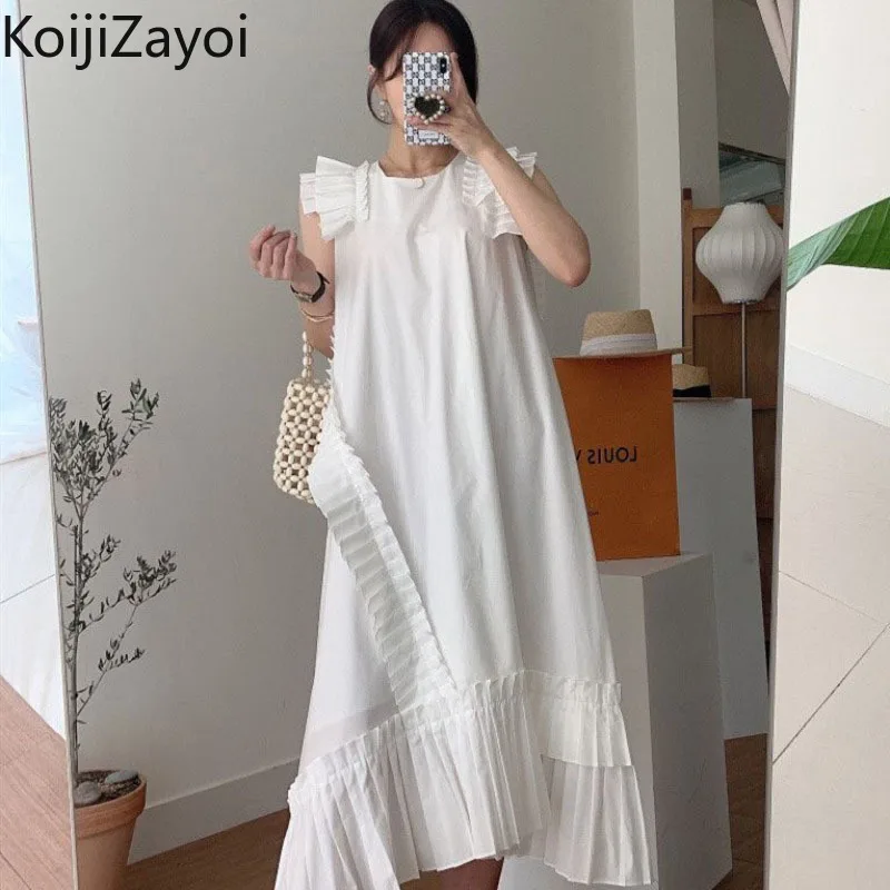 

Koijizayoi Summer Sleeveless Elegant Maxi Dress Fashion Office Lady Fashion A Line Dresses Female Chic Korean Vestidos 2022 New