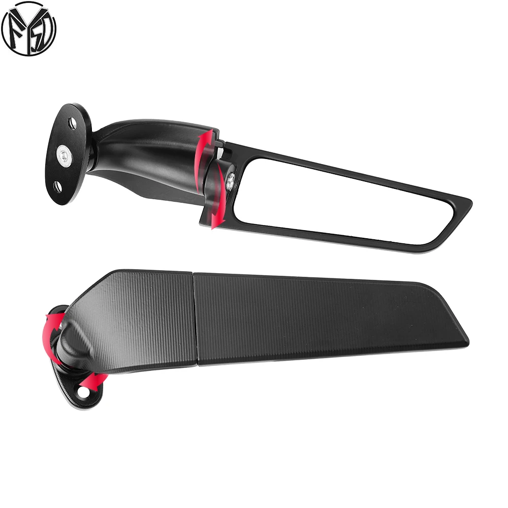 

Modified Motorcycle 2PCS Rearview Mirrors Wind Wing Adjustable Rotating Side Mirrors For KAWASAKI NINJA 250 300 400 650 H2 H4