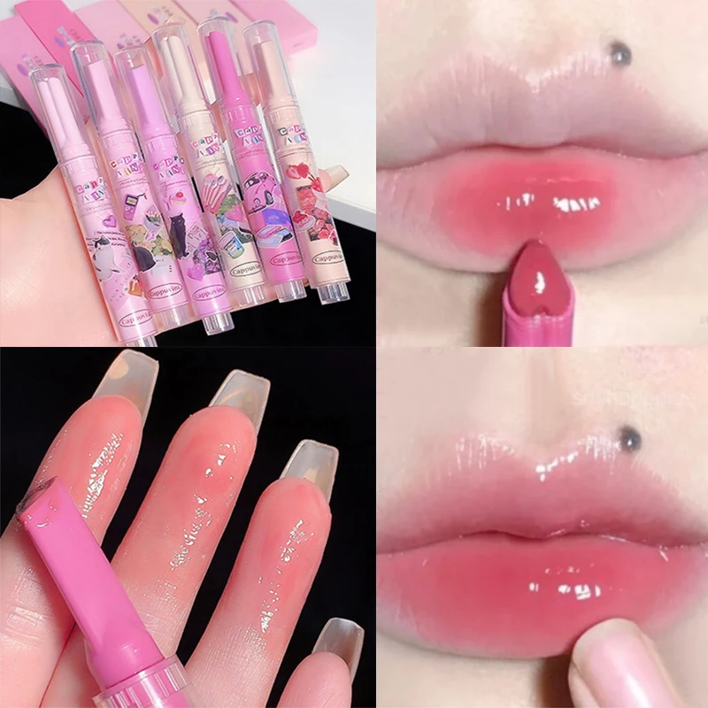 

Love Heart Shaped Lipstick Pen Lip Glaze Jelly Mirror Flower Lip Gloss Moisturising Lipstick Stick Transparent Korean Cosmetics