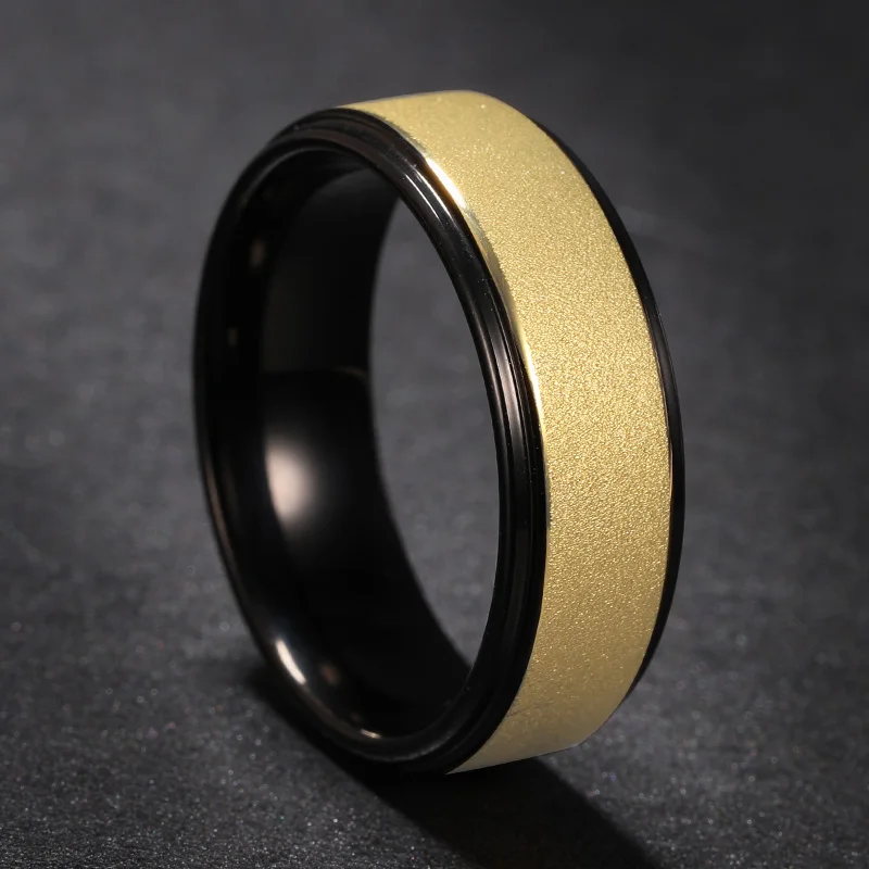 2023 new tungsten gold rings For Men And Women black gold color contrast ancient polishing，Free Lettering