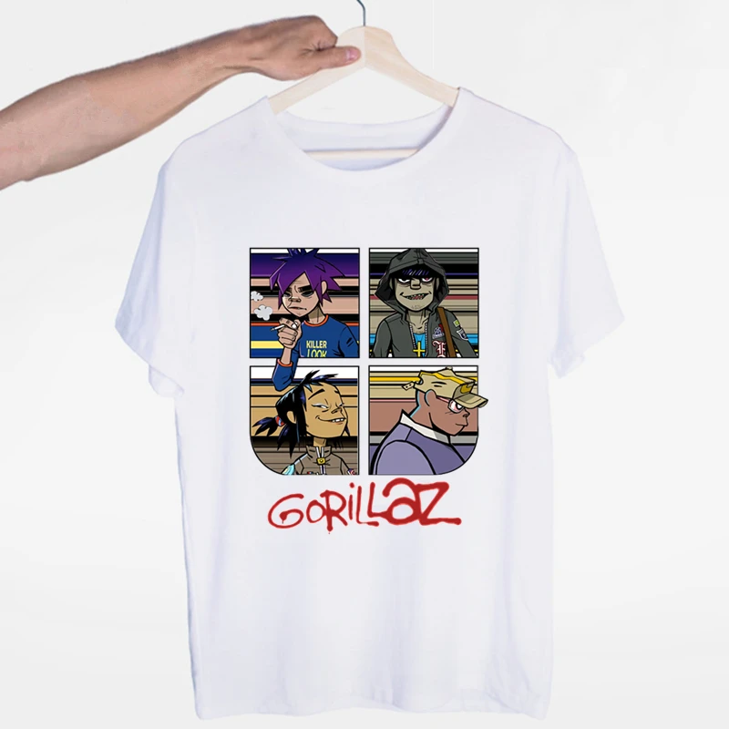 

Новинка, футболки Gorillaz, модная уличная одежда с рисунком музыкальной рок-группы, мужская и женская футболка большого размера из чистого хлопка, футболки, топы, одежда