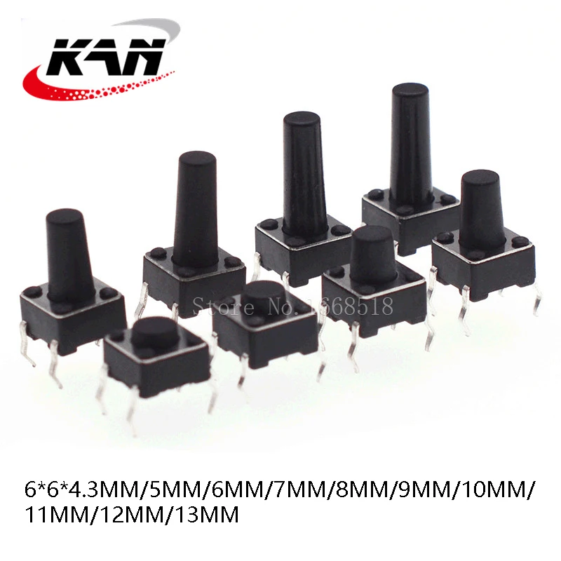 

1000 шт. Φ 6x6 6*6*4,3 5 6 7 8 9 10 11 12 13 мм переключатели тактильных кнопок