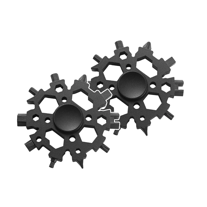 

2 Pcs 22-In-1 Snowflake Multitool Card Metal Snowflake Standard Multitool Snowflake Wrench Gifts for Men