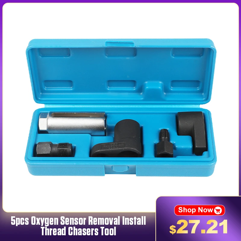 

5pcs Oxygen Sensor Removal Install Thread Chasers Tool All Auto Car O2 Socket Removal Installation Install Offset Vacuum