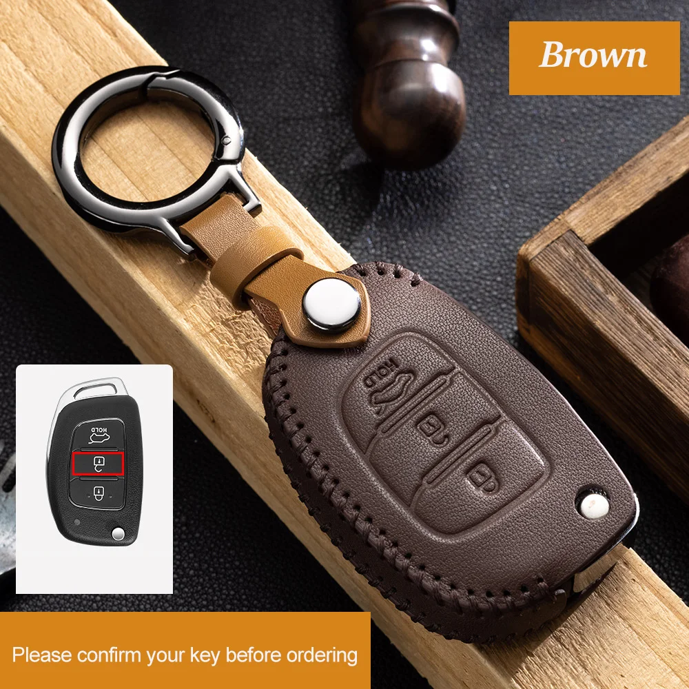 

Genuine Leather Car Key Case Cover Fob Shell for Hyundai Solaris Creta Ix25 Kona Tucson Sonata FE I40 Elantra Ix35 I20 Ix45 HB20