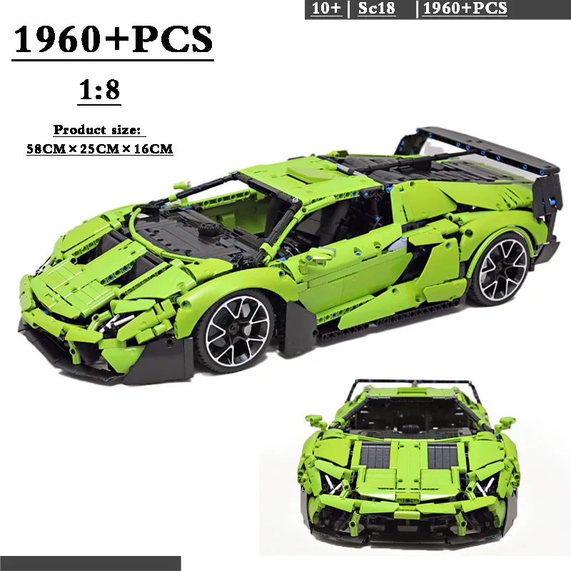 

MOC-101956 supercar brick Sc18 racing car ratio 1:8 vehicle sport model technology bricks kids toys kids birthday present