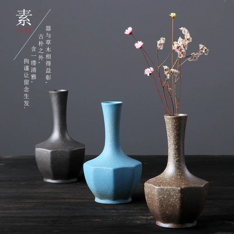 

Kiln Turned Coarse Pottery Small Vase Ceramic Vase Home Decoration Flower Path Art Small Flower Ware Tea Table Decoration