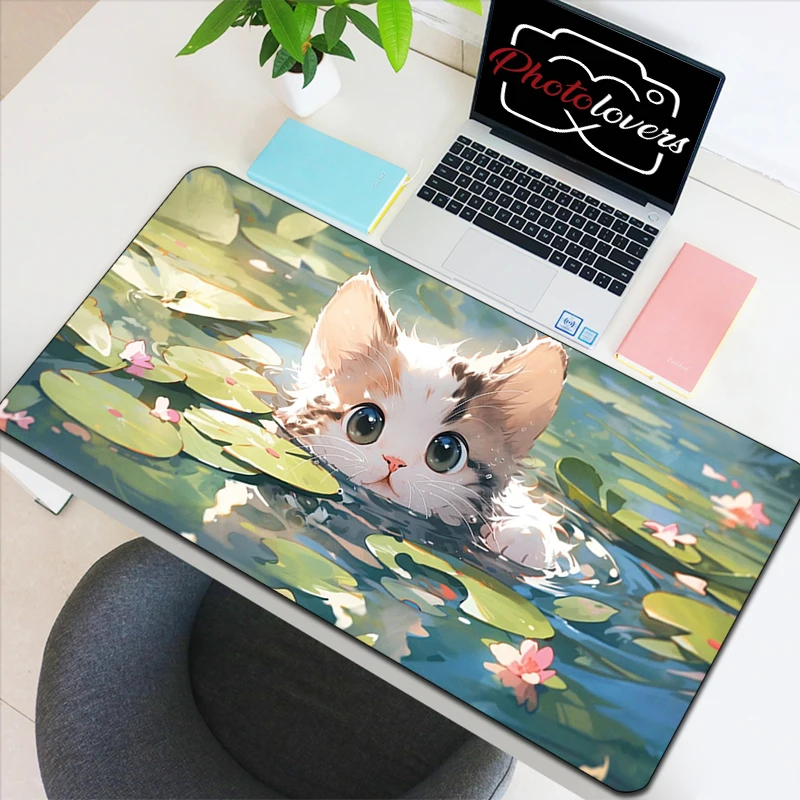 

Kawaii Cartoon Cat Mousepad Gamer Computer Offices Xxl Mouse Pad Gaming Desk Accessories Keyboard Pc Cabinet Cute Mat Anime Mice