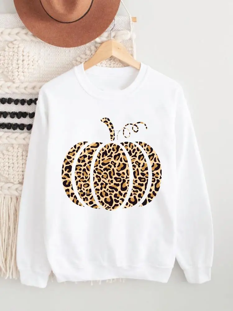 

Leopard Pumpkin Style Women Fall Thanksgiving Halloween Fashion Pullovers O-neck Lady Autumn Clothing Female Graphic Sweatshirts