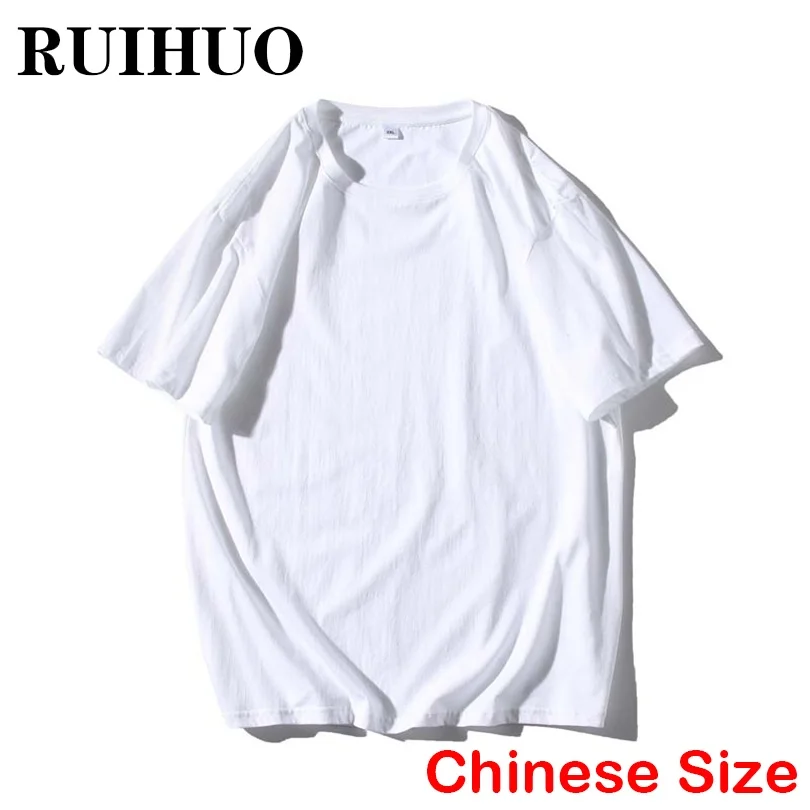 Однотонная Винтажная Футболка RUIHUO для мужчин бесплатная доставка футболки