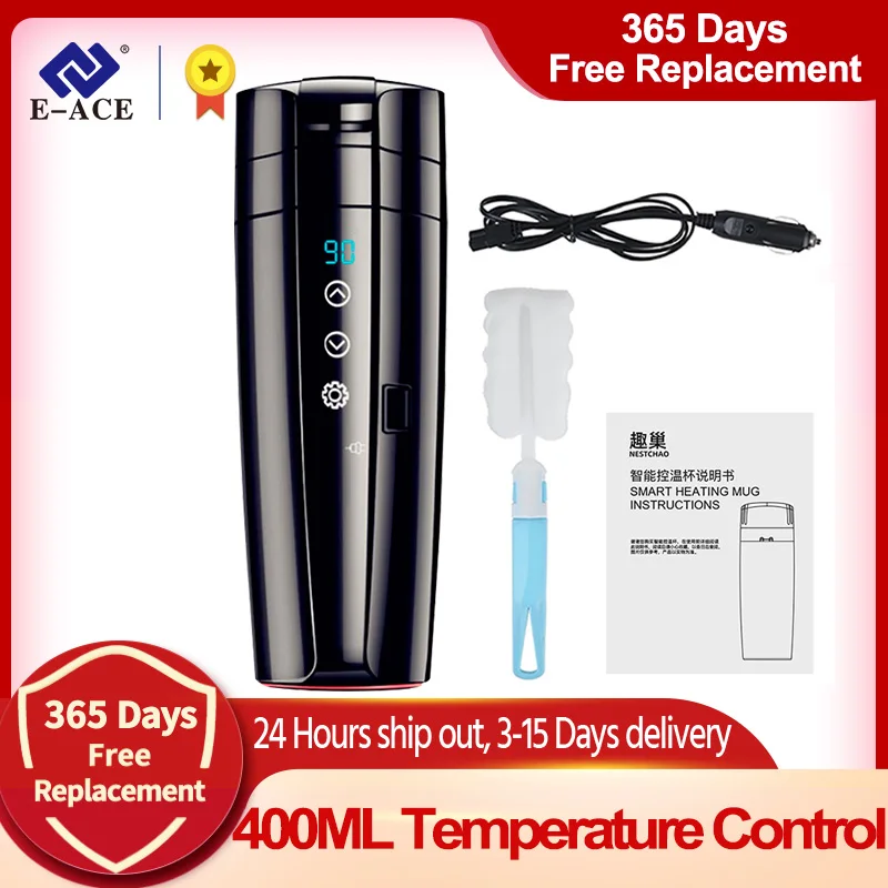 $172.25 E-ACE 12V Portable Car Heating Cup 400ml Stainless Steel Touch Screen Digital Display Water Warmer Bottle Thermos Cup Car Kettle