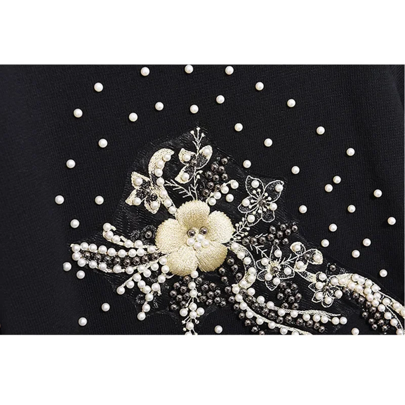 Новый осенний спортивный костюм женский вязаный свитер с цветочным принтом и