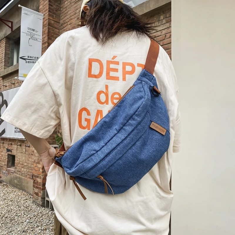 

Belt Denim Women's Bag Eco Bag Korean Messenger Bag Y2K Shoulder Cross Bag Jeans Chest Pack Canvas Satchel Purse Sling Pockets
