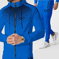 2021 new men tracksuit sets hoodiespant 2 piece set splice zipper brand clothing outdoor casual jogger fitness sportswear suit