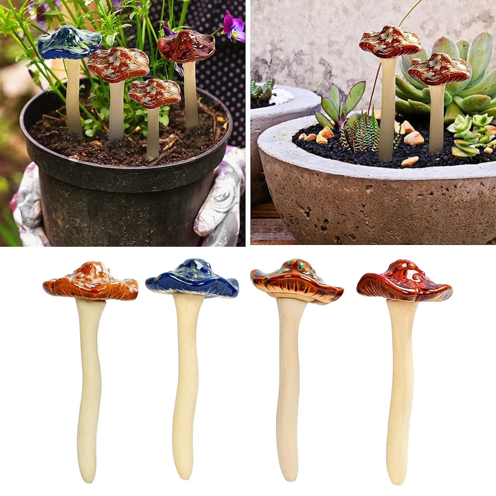 4 шт. разноцветные керамические грибы садовый декор гриб табурет статуя вилка для