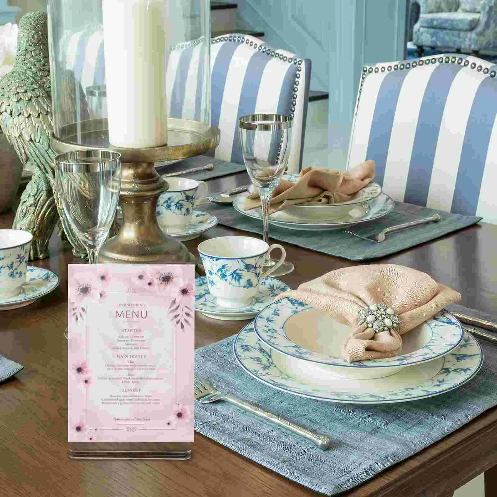 

2pcs Desktop T Shape Double-Sided Document Stands Menu Holder Sign Display Stands Sign Holder Picture Holder