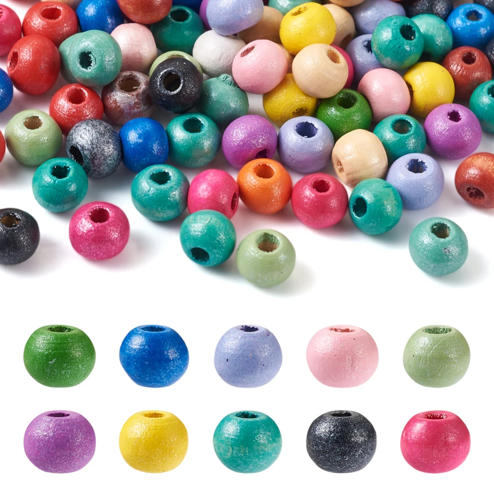 

6mm 8mm Wood Beads Loose Spacer Beads Dyed Mixed Color Round for Jewelry Making DIY Bracelet Necklace Accessories Finding