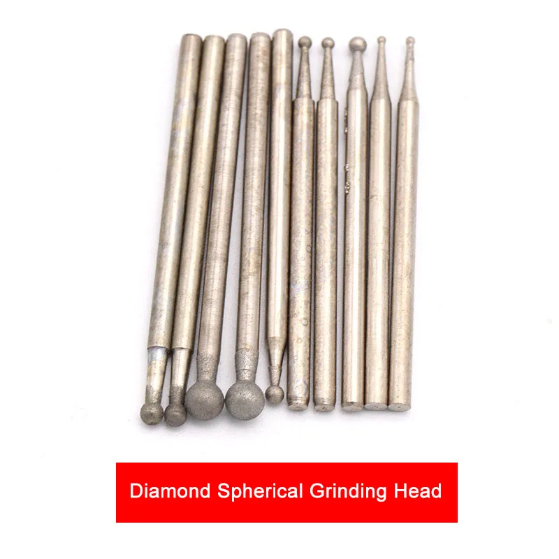 

1200 Grit 2.35mm Shank Diamond Spherical Polishing Grinding Head Mounted Points Bit F Needle Coated Spheres Burr