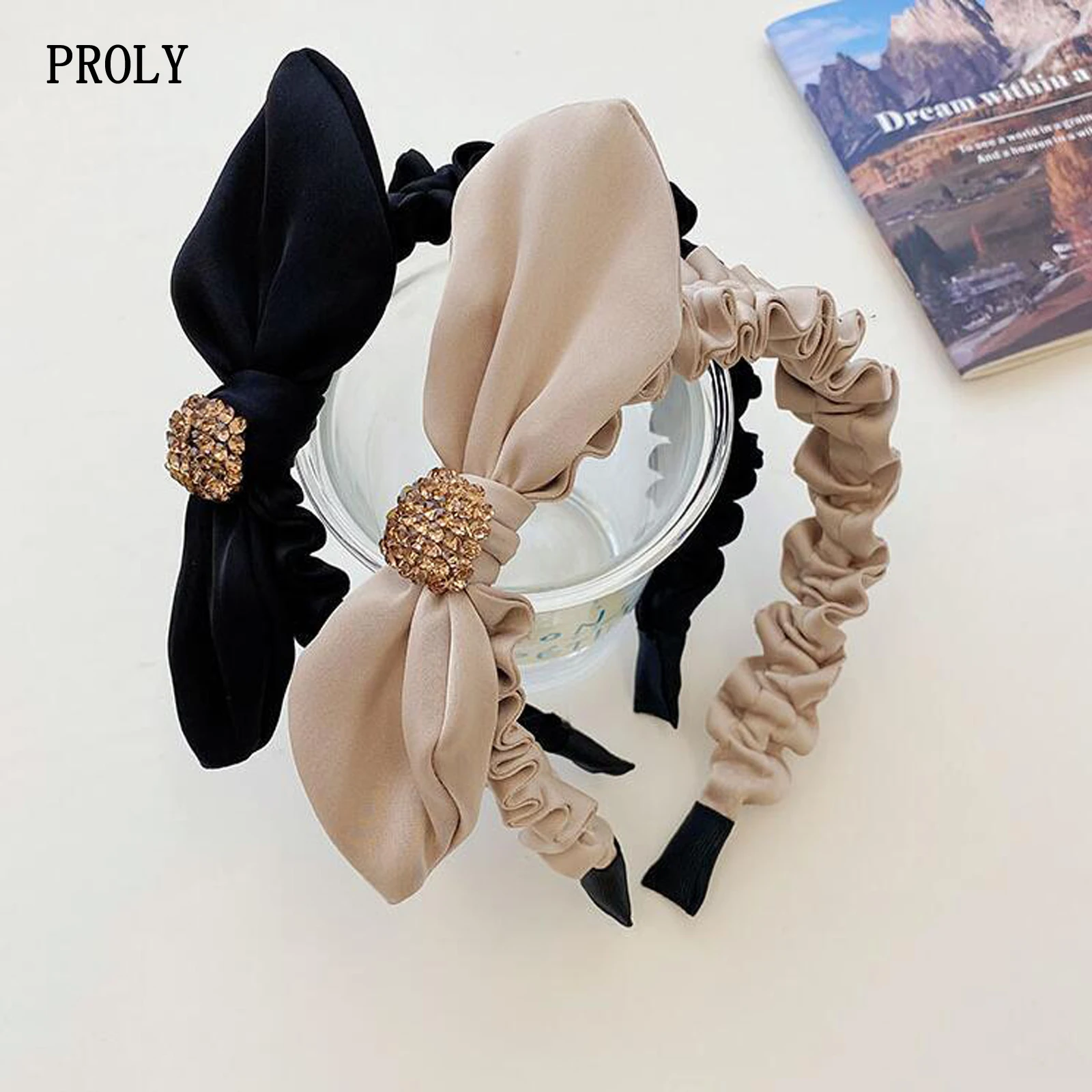 

PROLY New Fashion Women Headband Pleated Big Bow Knot Hairband Fresh Color Turban Girls Hair Accessories Headwear Wholesale