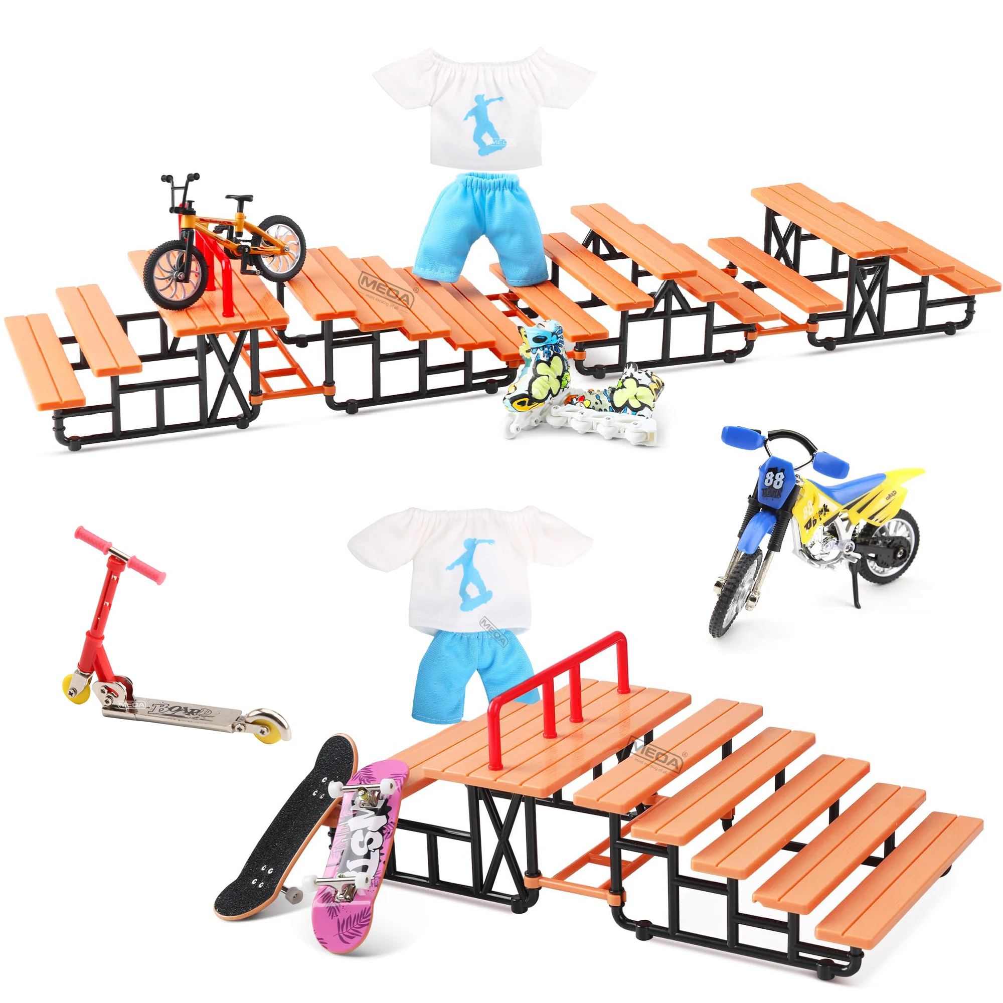 Decktoy Finger Skateboard Park Мини Fingerboard Skatepark с одеждой Тренировочные доски для пальцев