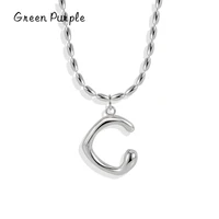 green purple real 925 sterling silver letter c sparkling pendant necklace for women silver oval chain fine wedding jewelry gifts