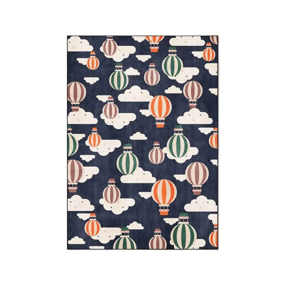 

Madream Rugs For Bedroom Modern Cartoon Hot air Balloon Pattern Kids Room Carpet Dark Blue living room area carpet non-slip mat
