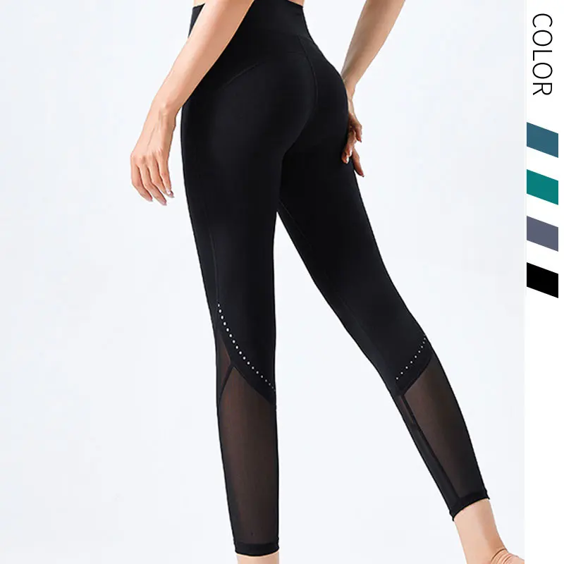 

Yogger Women Gym Tights High Waist Mesh Patchwork Push Up Leggings Seamless Yoga Pants Fitness Running Workout Female Trousers