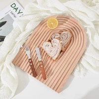 nordic style beech wooden chopping block bread dessert tray non slip cutting board storage organizer kitchen tool for cakes