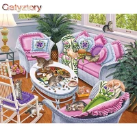 gatyztory pink bedroom landscape picture by numbers for adults children handpainted unique gift home decor wall photo