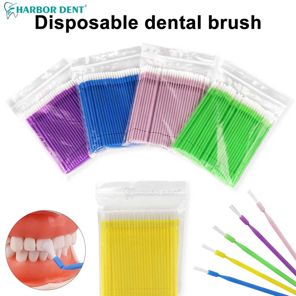 100Pc/Bag Dental Disposable Micro Applicator Brushes Long Head Brush Bendable Sticks For Makeup Dentistry Care Cleaning