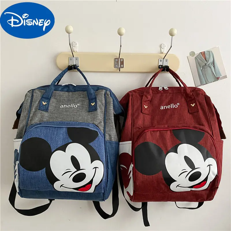 Disney 2023 New School Bag Female Cartoon Mickey Print Cute Backpack Going Out Convenient Large Capacity Mommy Bag