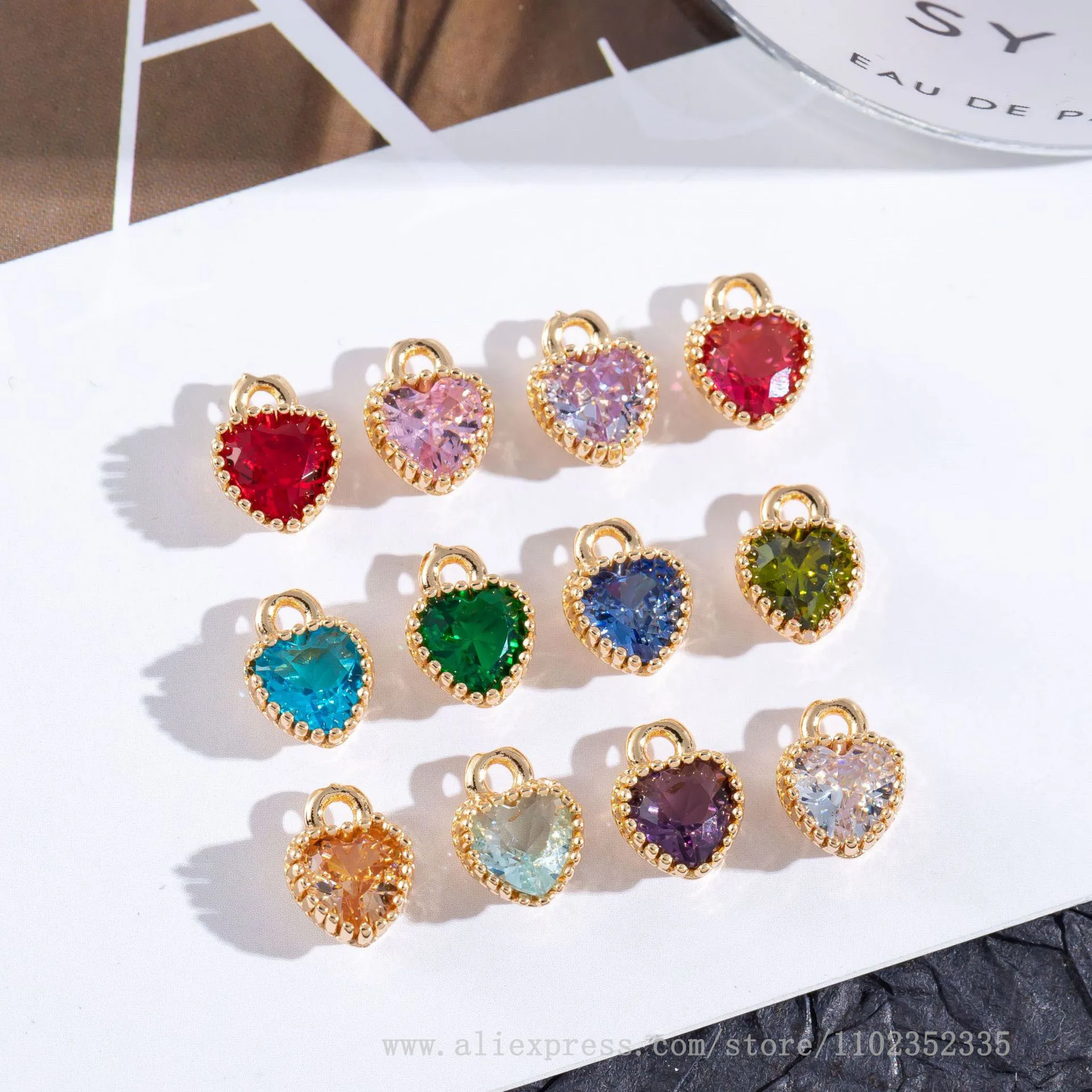 50 шт./пакет модные медные позолоченные кружевные циркониевые маленькие подвески