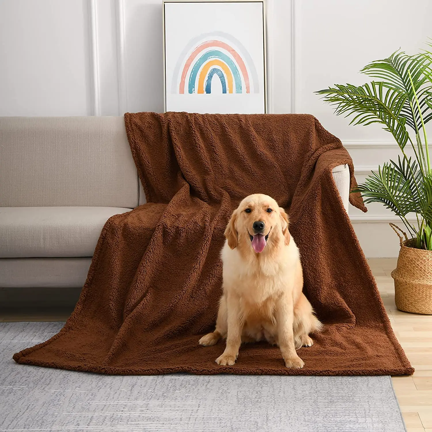 

Dog Kennel Blanket Large for Car Seat Cover Sofa Couch, Waterproof Warm Fleece Pet Blanket Cover Soft Fluffy Pee Proof Washable