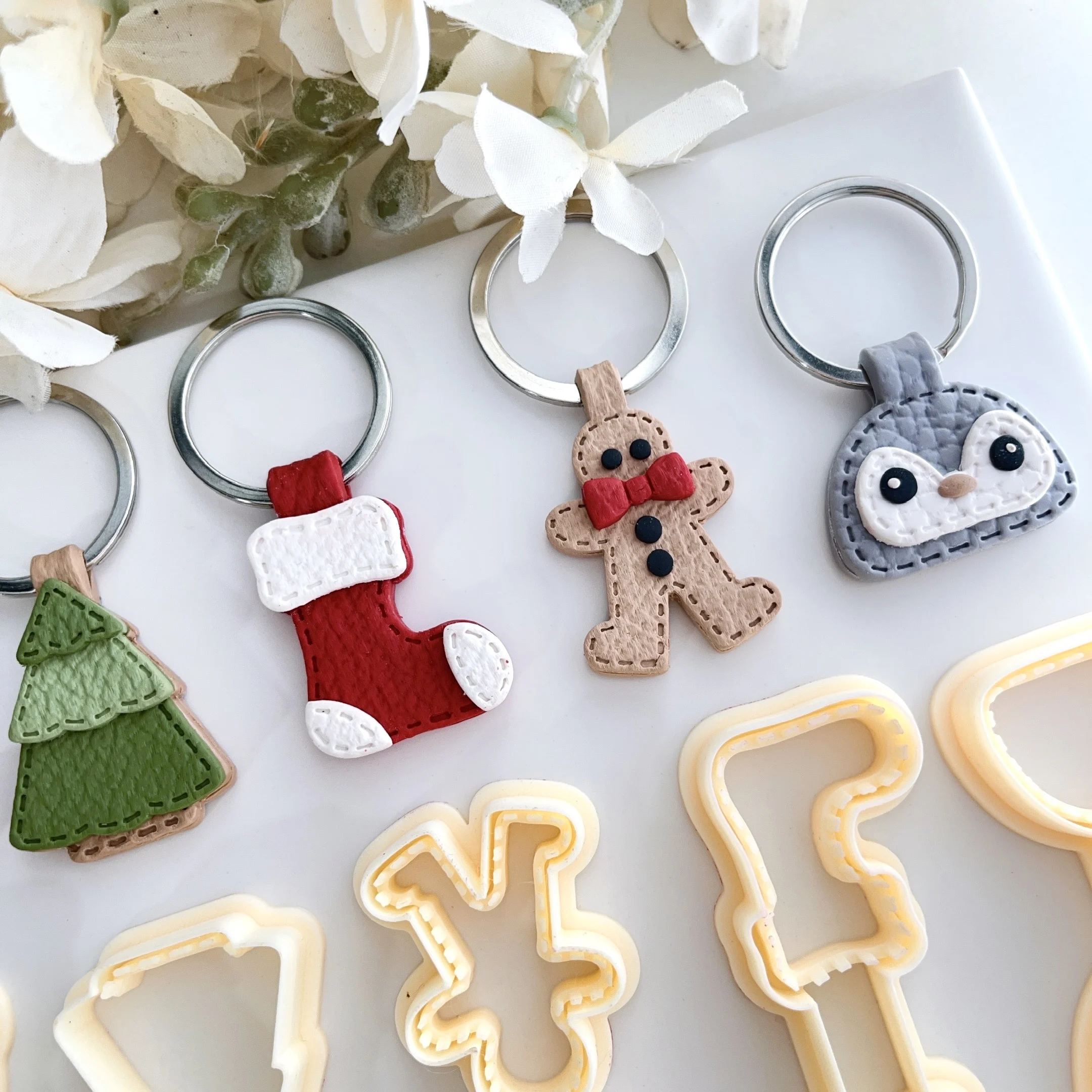 Мягкий трапециевидный брелок Рождественская полимерная фотография глина для