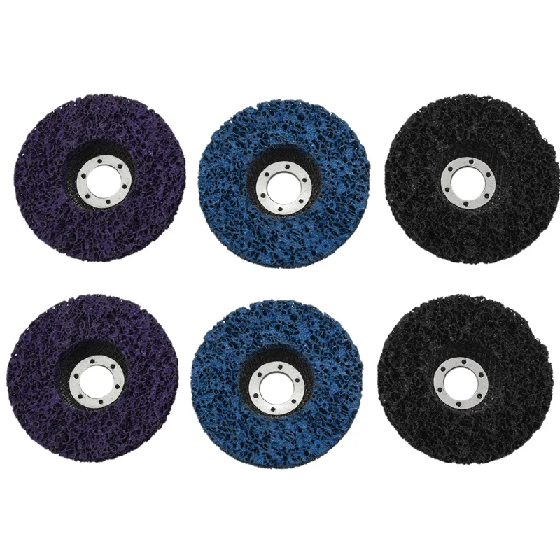 

6 шт., 115 мм, черные/синие/фиолетовые зеркальные диски для угловых шлифовальных машин, для очистки и удаления краски, покрытия, ржавчины