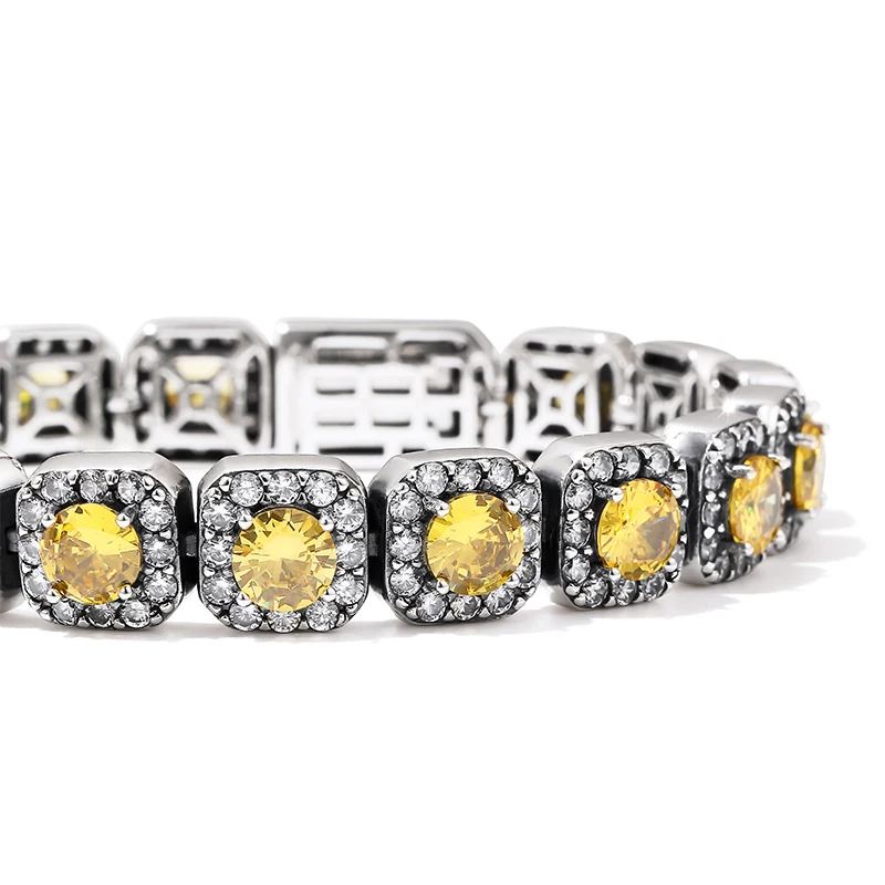 

DEEPFOREST Silver Color Rock Candy All Diamond Bracelet Hip-hop Men and Women Fashion Trend High-end Bracelet Jewelry